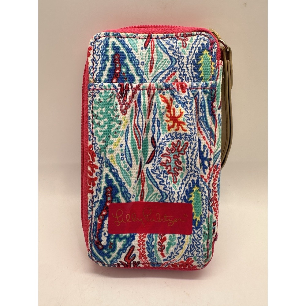 Lilly Pulitzer Zip Wristlet Wallet Preppy Floral Paisley‎ Multicolor